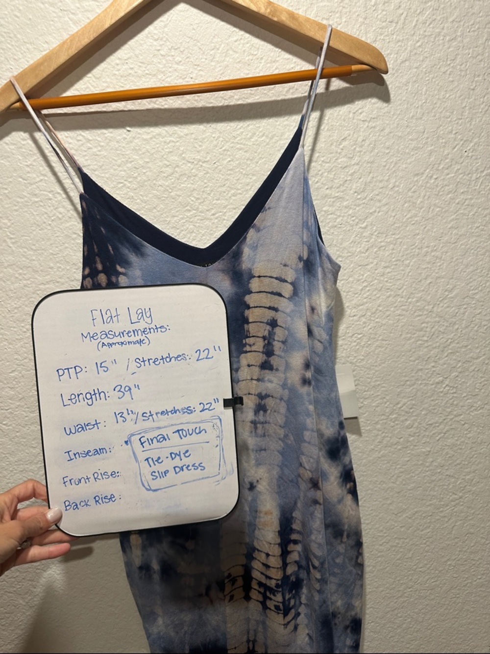 Final Touch Tie-Dye Slip Dress in Navy, blue and beige - Women’s Medium - Picture 7 of 8